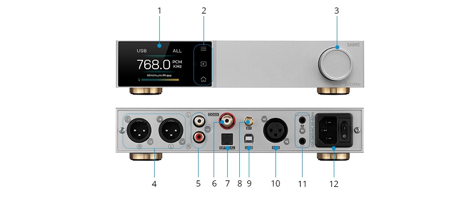 TOPPING D70 PRO DAC ES9039SPRO DAC ES9039SPRO XMOS XU316 Bluetooth 5.1 LDAC aptX-Adaptative 32bit 768kHz DSD512 Noir